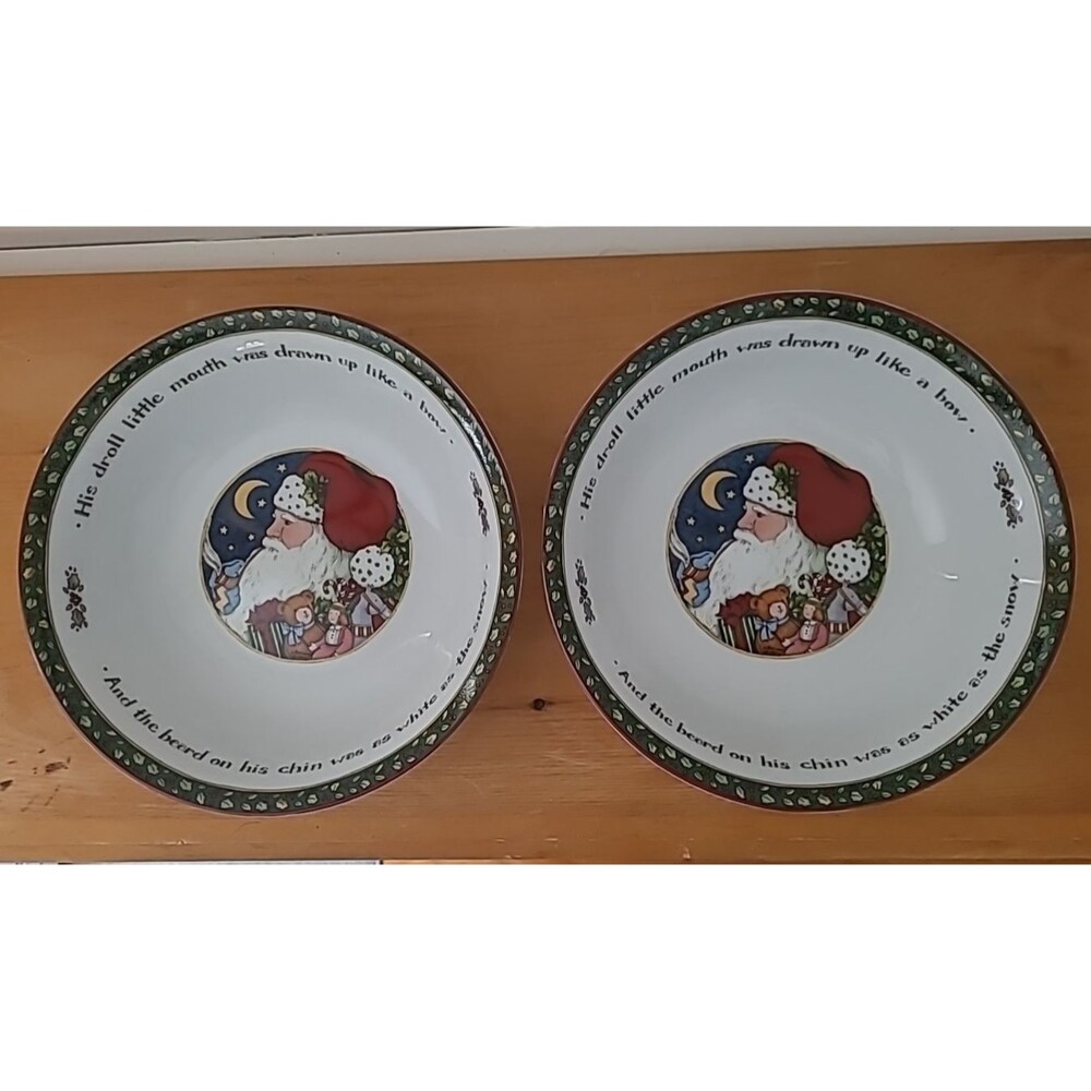 Set 2 Portmeirion A Christmas Story Serving Bowls  Susan Winget 9” Boxed